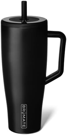 BrüMate Era 40 oz Tumbler with Handle and Straw | 100% Leakproof Insulated Water Bottle Tumbler with Lid and Flexible SoftSip Straw | Made of Stainless Steel | Cup Holder Friendly | 40oz (Matte Black) by Br%C3%BCMate
