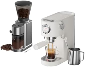 Espresso Machine & Coffee Bean Grinder spresso Maker with Milk Frother Steam Wand, Professional Espresso Coffee Machine for Home by JZCAFE