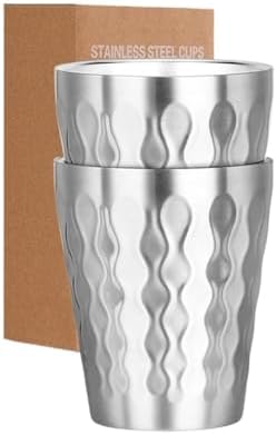 2 Pack Stainless Steel Mug Double Wall Metal Stackable Insulated Portable Drinking Cup Shatterproof Glasses(2pcs 300ML) by Unknown