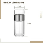 Tea Infuser Bottle, Double Wall Glass Travel Mug, Heat Safe Tea Tumbler, Loose Leaf Tea Strainer Cup, Glass Water Tea Tumbler for Homes and Offices, Silver, 11.8 oz - Image 5