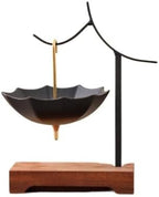 Umbrella Ceramic Tea Strainer with Wooden Stand, Plant Ash Glaze, Fine Mesh for Loose Leaf Coffee, Brown(Black) by Unknown