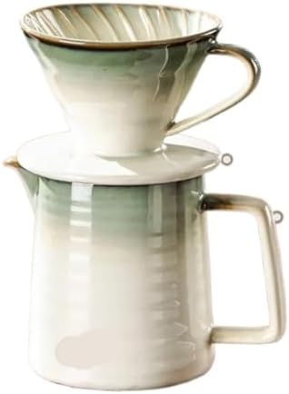 Hand Brewed Sharing Pot Funnel Dripper Tools,Ceramic Coffee Filter Cup Reusable Filters Coffee Maker(Green 3pcs set) by Unknown
