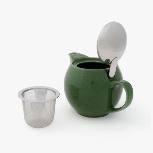 Zero Japan Bee House Round Teapot For One, 15 Oz - Ceramic Tea Pot with Stainless Steel Lid and Infuser, Smooth-Pour Spout (Crackle Green) - Image 7