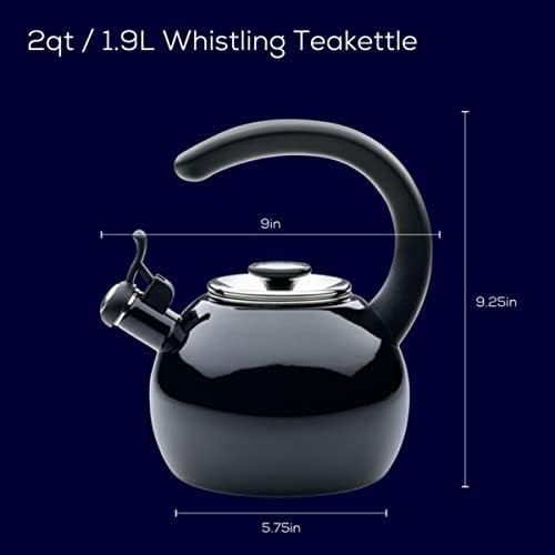 Circulon Enamel on Steel Whistling Induction Teakettle, Tea Kettle for Stovetop with Flip-Up Spout, 2-Quart, Black - Image 2
