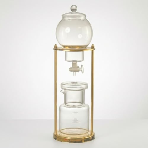 Cold Brew Coffee Maker Drip Pot Carafe Brewer Dripper With Glass Vessel and Gold Tone Metal Stand for Visible suitable for home office coffee kitchen counter - Image 3