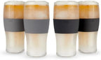 HOST Freeze Beer Glasses, 16 ounce Freezer Gel Chiller Double Wall Plastic Frozen Pint Glass, Set of 4, Black and Grey by HOST