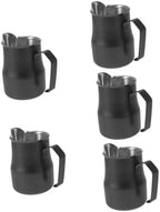HOMSFOU 5pcs Stainless Steel Frother Pitcher Capacity Latte Art Tool Espresso Steamer for Coffee Creamer Cup Embossed Design for Precise Pouring by HOMSFOU