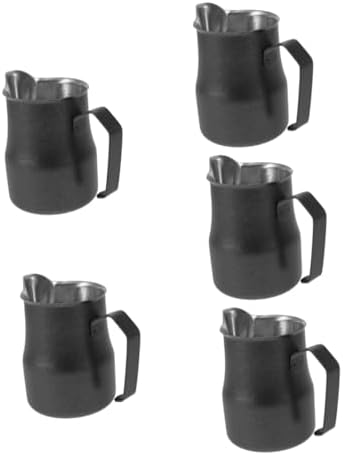 HOMSFOU 5pcs Stainless Steel Frother Pitcher Capacity Latte Art Tool Espresso Steamer for Coffee Creamer Cup Embossed Design for Precise Pouring by HOMSFOU