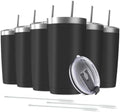 6 Pack 20 oz Stainless Steel Insulated Tumbler with Straw and Lid, Double Wall Travel Coffee Mug Vacuum Insulated Bulk Tumbler Set of 6, Suitable for Vehicle Cup Holders by Deitybless