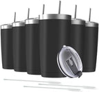 6 Pack 20 oz Stainless Steel Insulated Tumbler with Straw and Lid, Double Wall Travel Coffee Mug Vacuum Insulated Bulk Tumbler Set of 6, Suitable for Vehicle Cup Holders by Deitybless