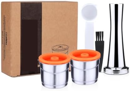Stainless Steel Metal Reusable Coffee Capsule Refillable Filter with Orange Cover(2pc-t) by Unknown