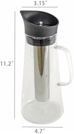 FixtureDisplays® 51oz/1.5L Cold Hot Full Immersion Brew Iced Coffee Maker Pitcher and Ice Tea Brewer with Spout & Silicone Seals, Glass Pitcher with 304 Stainless Steel Fine-Mesh Filter 22112-2D - Image 5