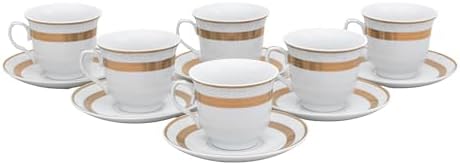 Porcelain Tea Set - White and Gold Rope Design, 12 Piece Set by GiftsPlaza