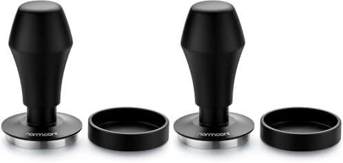 Normcore V4 Coffee Tamper 53.3mm - Spring-Loaded Tamper - Barista Espresso Tamper with 15lb / 25lb / 30lbs Replacement Springs - Anodized Aluminum Handle and Stand - Flat Base, Black (Pack of 2) by NORMCORECOFFEETOOLS