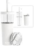 asobu ClearInsulation Flexi Straw Tumbler Marina a Tritan 28 oz Tumbler with 17 Oz Stainless Steel Insulated Sleeve for Ice Coffee or Hot Tea (White) by Asobu