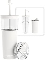 asobu ClearInsulation Flexi Straw Tumbler Marina a Tritan 28 oz Tumbler with 17 Oz Stainless Steel Insulated Sleeve for Ice Coffee or Hot Tea (White) by Asobu