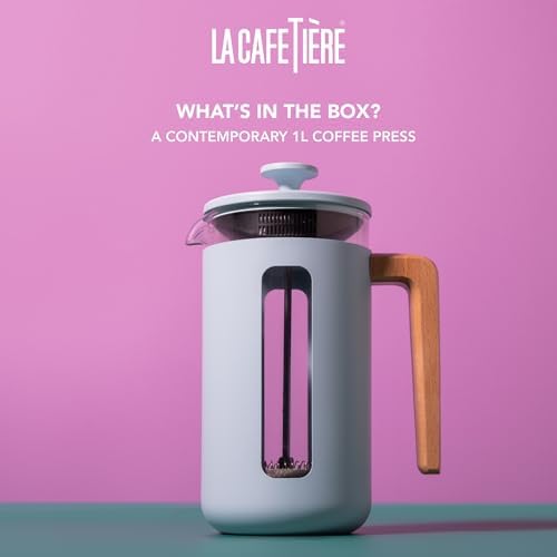 La Cafetière Pisa 8 Cup Cafetière In Sky Blue, Durable Stainless Steel Plunger, Heat Resistant French Press With Stylish Natural Wood Handle, Versatile Coffee And Tea Plunger, 1L - Image 3