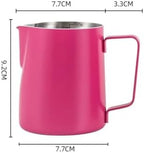 Milk Frother Cup Stainless Steel 350/600ML Coffee Milk Frothing Pitcher Jug 304 Stainless Steel Latte Cup, With Scale Frother Utensils(Red 350ML 1Pcs) - Image 2