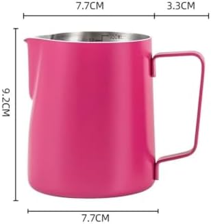 Milk Frother Cup Stainless Steel 350/600ML Coffee Milk Frothing Pitcher Jug 304 Stainless Steel Latte Cup, With Scale Frother Utensils(Red 350ML 1Pcs) - Image 2