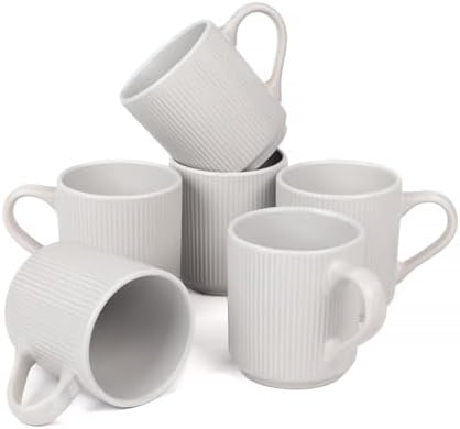 OTAGO Coffee Mugs for 6, 12 oz Mug Set, OTAGO Porcelain Cup Set Matte Reactive, Dringking Cup with Handle for Coffee, Tea, Cocoa, Milk, Yellow by OTAGO