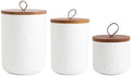 Black White Ceramic Coffee Canister Tea Canister with Seal Wood Lid, Airtight Coffee Storage Container for Coffee Bean, Ground Coffee, Sugar, Cookie Candy jar (White three piece) by MEIGLQEA