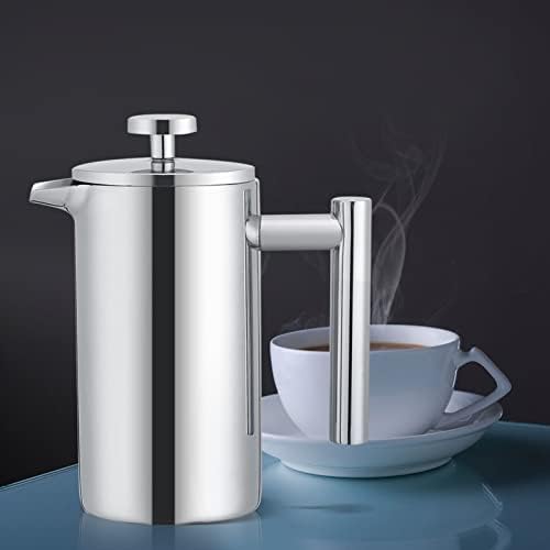 Semme French Press French Press Coffee Makers 350ML Double Wall Stainless Steel Coffee Maker with Insulated Safe Pouring Elegant Mirror Finish for Kitchen Countertop - Image 7