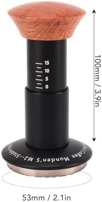 Calibrated Spring Loaded Coffee Tamper with 3.9 Inch Aluminum Stainless Steel Waffle Base and Wood Handle for Baristas and Espresso Enthusiasts (53mm) - Image 6
