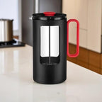 French Press Coffee Maker Coffee Press With Plastic Handle, Double Wall Insulation & Stainless Steel Filter Screen, High Borosilicate Glass Liner, For Coffe And Tea(/Black,1.2L) - Image 2