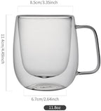 Double Wall Glass Coffee Mugs -11.8Oz Clear Insulated Glass Espresso Cups with Handle Mugs for Hot Beverages,set of 2 Perfect for Cappuccino Latte Americano Tea Bag (Large (2 PACK)) - Image 3