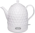 Ceramic Electric Kettle 1 Quarts, 1000W Hot Water Boiler, Automatic Shut-off, BPA-Free, Teapot Rapid Boil For Coffee & Tea, Boil-Dry Protection, White Gooseneck by LongSeed