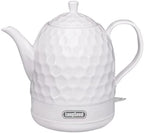 Ceramic Electric Kettle 1 Quarts, 1000W Hot Water Boiler, Automatic Shut-off, BPA-Free, Teapot Rapid Boil For Coffee & Tea, Boil-Dry Protection, White Gooseneck by LongSeed