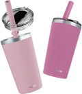 CUPKIN Toddler Tumblers, The Original 12 oz Stackable Stainless Steel Cups, Set of 2 Powder Coated Insulated Kids Water Bottle Alternative + BPA Free Lids + Silicone Straws (Polignac + Potpourri) by CUPKIN