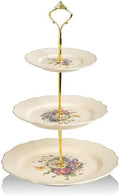 Sweejar 3 Tier Ceramic Cake Stand Wedding, Dessert Cupcake Stand for Tea Party Serving Platter(Flower Style) by Sweejarco1949