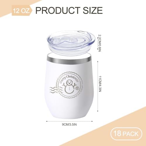 YOUKE OLA 18 Pack Stainless Steel Powder Coated Wine Tumbler with Ceramic Lining, Double-Wall Vacuum Insulated Travel Coffee Mug with Lids for Laser Engrave, DIY Gift, 12oz White - Image 2