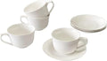 8 Ounce Porcelain Cappuccino Cups with Saucers - Set of 4, Perfect for Specialty Coffee Drinks, Latte, Cafe Mocha and Tea, Ivory White by MIWARE