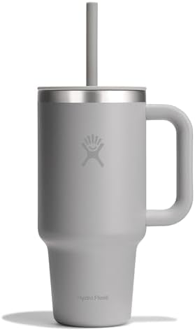 Hydro Flask Travel Tumbler with Handle, Lid and Straw - Insulated Stainless Steel in 32 Oz Tonal Birch Gray by Unknown