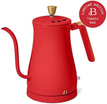 Electric Gooseneck Kettle 1 Liter 1200W Fast Boil with Precision Pour Spout, Stainless Steel Interior, Auto Shut-Off & 360° Swivel Base (Tomato Red) - Image 2