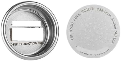 58.5mm Espresso Filter Baskets 15-20g Coffee Basket With Puck Screen Fit 58mm Portafilters Machine Accessories(18g and Puck Screen) by Unknown