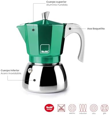 IBILI - Elba Green espresso machine, 12 cups, 600 ml, cast aluminium, stainless steel base, suitable for induction - Image 5