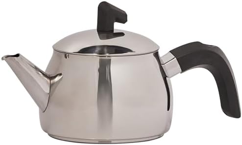 Karaca Belinay Teapot Set Silver Black, Medium Teapot, 18/10 Stainless Steel, Teapot/Lid (1 lt, 2.20 lb), Tea Kettle (1.6 lt, 3.5 lb), Suitable for Induction - Image 5