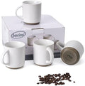 Bacimi® - Coffee Mugs Set of 4 - Stoneware Mugs 13.5oz - Ceramic Coffee Cups with Handle - Large Coffee Mug for Cappuccino, Latte & Hot Beverages - Eggshell White by Bacimi