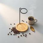 Coffee Stand Wooden Dripper Stand Metal Support Pour-Over Holder Stable Upright Structure Circular Base Suitable for Coffee Bar Gift Giving 28cm - Image 5