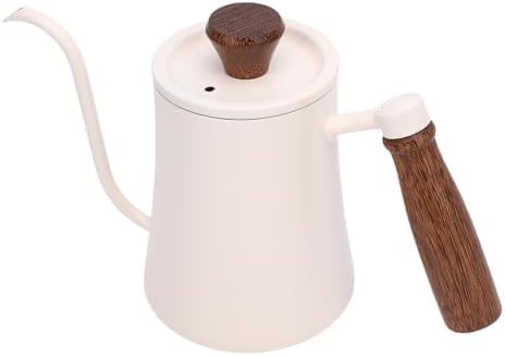 Walfront Gooseneck Coffee Kettle, 600ml 304 Stainless Steel Pour Over Kettle with Wood Handle, Long Spout, Measurement Marks, Precision Brewing Pot for Home Coffee Drip Brewing (White) - Image 4