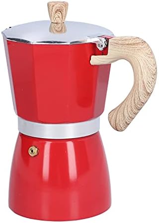 300ML Stovetop Espresso Maker Moka Pot Coffee Maker Coffee Pot Moka Maker Coffee Kettle for Gas Stove Ethanol Stove Electrothermal Furnace Home Kitchen (Red) - Image 3