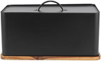 Salter BW13564EU7 Toronto Bread Bin With Chopping Board – Countertop Storage Box With Wooden Base for Cutting & Serving, Rectangular Bread Holder Container for Kitchen, Easy To Clean, Acacia, Black by Salter