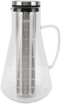 Cold Brew Coffee Maker Glass with Stainless Steel Filter, 1600ml Iced Coffee Brewer, High Borosilicate Pitcher with Scale Leak Proof Lid and Handle for Home Office Tea House by phefop