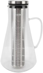 Cold Brew Coffee Maker Glass with Stainless Steel Filter, 1600ml Iced Coffee Brewer, High Borosilicate Pitcher with Scale Leak Proof Lid and Handle for Home Office Tea House by phefop