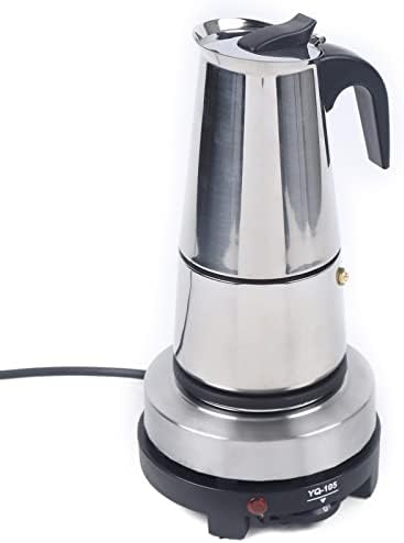 6 Cup Moka Pot, Electric Stovetop Espresso Maker with Electric Stove, Stainless Steel Coffee Maker for Cafes, Stores, Offices (6 Cup - 300ml) by Unknown