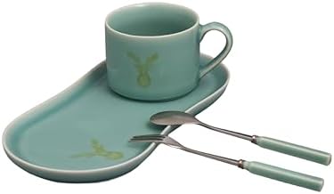Longquan UNESCO Heritage Celadon Coffee Set Double-glazed collector's edition with oval-shaped plates and tableware - handcrafted sky blue glaze ceramic gift box (1, Sky blue glaze) by HistoricalidLPPCceladon