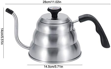 Stainless Steel Coffee Tea Pot Pouring Drip Kettle with Gooseneck and Thermometer, Anti Rust, Ergonomic Handle, Safe for Gas, Electric, and Induction Stove, Large Capacity(1L) - Image 7